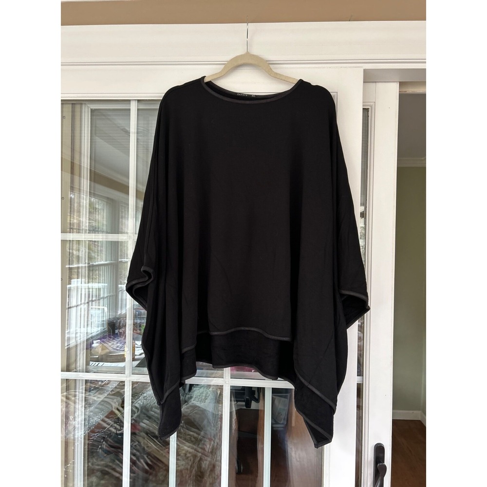 EUC Capote Black Poncho Oversized Pullover Top Tunic Size M/L